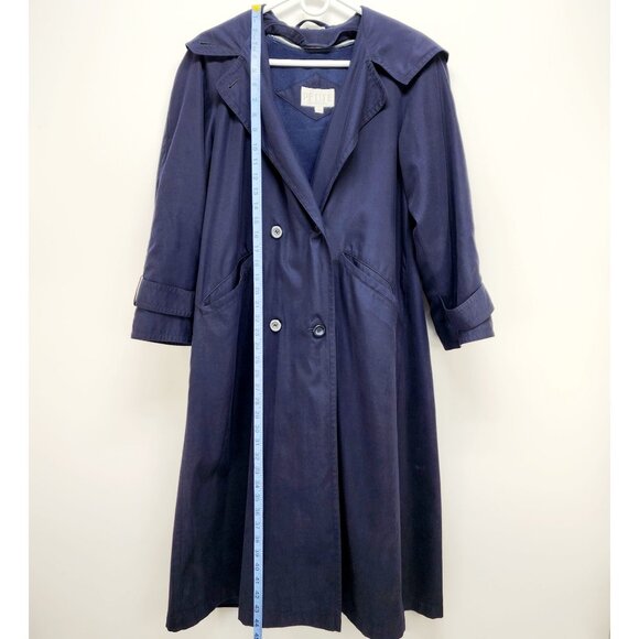 SOPHISTICATE PETITE  Navy Blue Thermal Double-Breasted Trench Coat Size 0 Womens - Picture 9 of 14